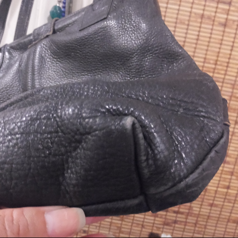 80s Black Reptile Leather Patchwork Satchel Shoulder Bag - Picture 7 of 8